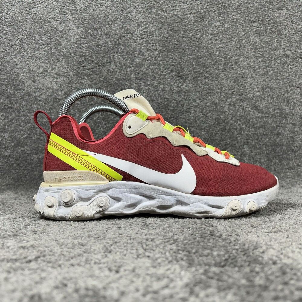 Nike React Element 55 CJ1497-991 Women’s Size 8 Red Athletic Running Shoes Used